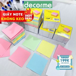 Hộp giấy nhớ 500 tờ Decorme giấy ghi chú không keo nhiều màu sắc tiện lợi dùng trong học tập, làm việc KT 76x76mm