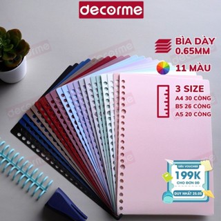 Bìa nhựa nhiều màu A4 A5 B5 DecorMe làm planer sổ còng đã đục lỗ dành cho giấy A4 30 lỗ, B5 26 Lỗ A5 20 lỗ