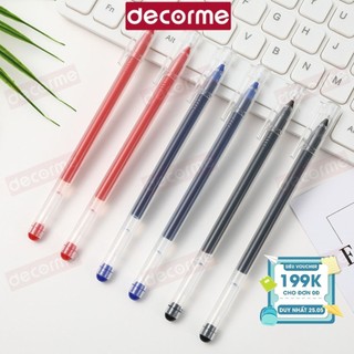 Bút gel ngòi 0.5mm DecorMe bút đen xanh đỏ ngòi kim dung tích mực lớn viết trơn cực thích thiết kế basic tối giản