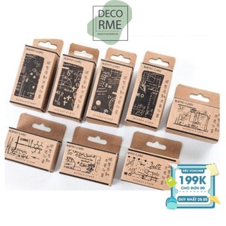 DecorMe Con dấu gỗ họa tiết toán học trang trí sổ tay, làm bullet journal
