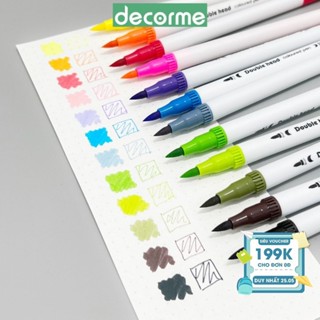 Bút viết tiêu đề DecorMe dual brush pen fineliner, bút calligraphy bullet journal lẻ 1 bút