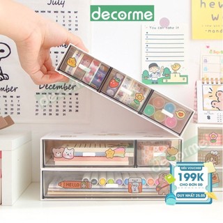 Tủ decor bàn học DecorMe kệ đựng bút trong suốt có thể xếp chồng lên nhau thành tủ mini trang trí bàn học