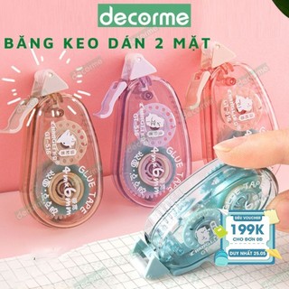 Băng keo dán 2 mặt DecorMe băng dán dạng bút kéo phong cách tối giản phụ kiện văn phòng phẩm size 4m*6mm
