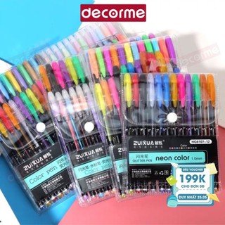 Set bút nhũ neon color ZUIXUA, phụ kiện văn phòng phẩm, hàng mới về, DECORME