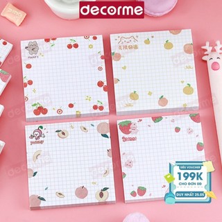 Giấy note ghi nhớ DecorMe dễ thương FRUIT 8*8cm tập 80 tờ