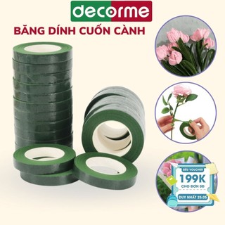 Băng dính cuốn cành hoa handmade nhiều kích cỡ Decorme Cuộn băng keo sáp quấn cành làm hoa kẽm nhung