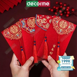 Lì xì Đỏ Tết 2025 Decorme,Bao Lì Xì Đỏ May Mắn Phong Bao Chữ Hỷ Đám Cưới