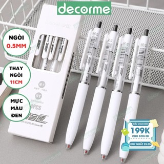 Bút gel bấm khô nhanh Shaoqin 0.5mm Decorme mực đen có thể thay ngòi 11cm bút viết học sinh