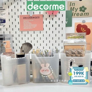 Hộp nhựa vuông đựng đồ dùng học tập, Toploader Decorme hộp lớn đa năng decor bàn học