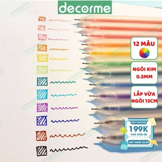 Set 12 bút đi nét nhiều màu 0.5mm Resun viết sổ tay trang trí thiệp bullet journal
