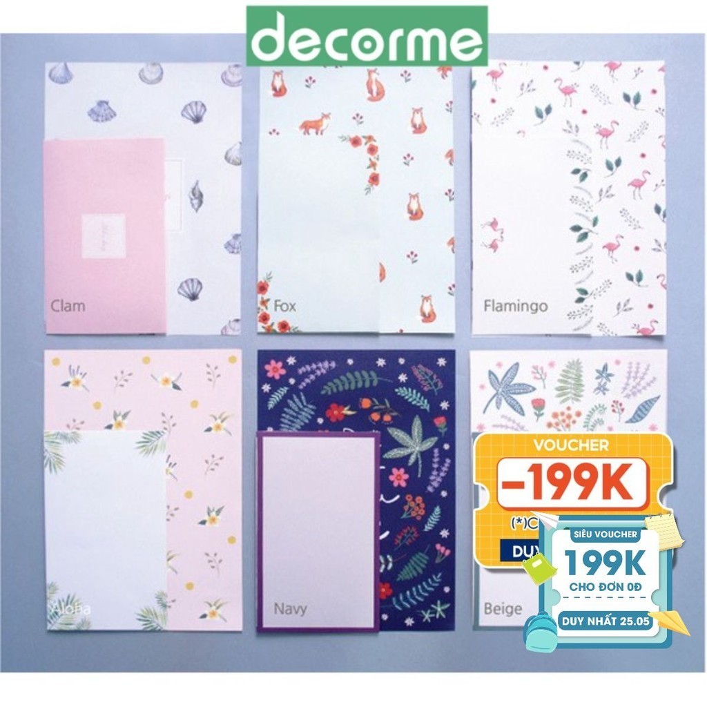 Set giấy viết thư A5 FLORAL 21*15 (6 giấy+3PB)
