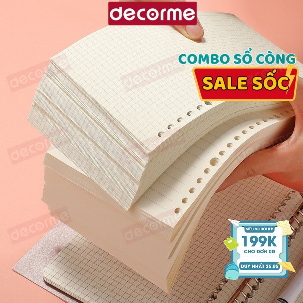 Combo 10 tập giấy sổ còng B5 A4 A5 Decorme Giấy refill A4 B5 A5 ruột sổ còng bìa còng sắt còng nhựa 
