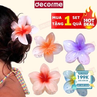 Kẹp tóc hoa sứ càng cua hottrend nhiều màu sắc phong cách Hawaii phụ kiện tóc Decorme [mua 1 set tặng 1 quà]