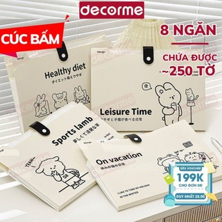 Túi đựng tài liệu DecorMe tệp đựng tài liệu nhiều ngăn A4 bìa đựng tài liệu 5-8-12 ngăn tặng sticker phân ngăn tiện dụng
