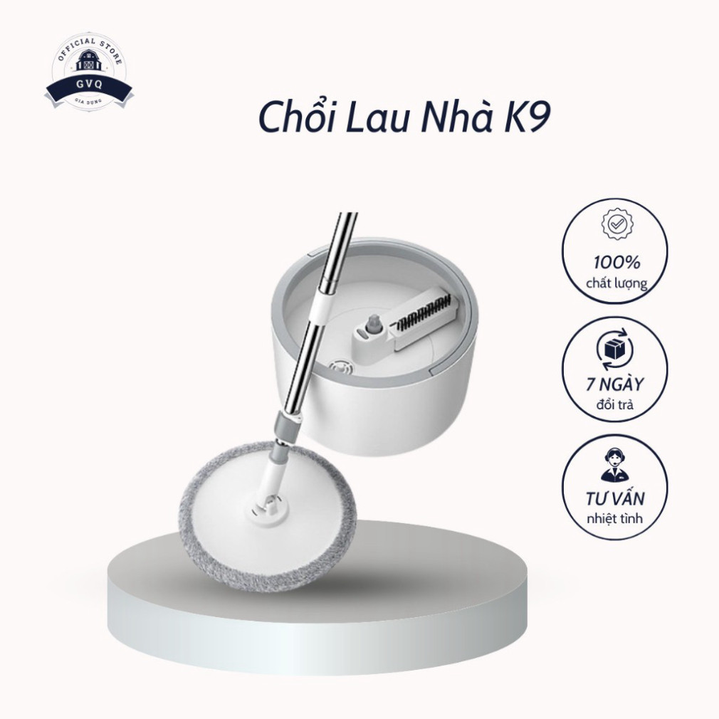 Bộ Chổi Lau Nhà K9 Thiết Kế Thông Minh Xoay 360 Độ Dễ Dàng Vắt Khô Tiện Lợi (GVQ Store)