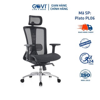 Ghế công thái học GOVI Ergonomic Plato PL06 - Tựa đầu tựa tay điều chỉnh, Mâm ghế ngả lưng 90-135 độ, khóa cố định