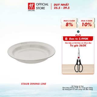 Đĩa sâu lòng STAUB bằng sứ 24cm, màu white truffle