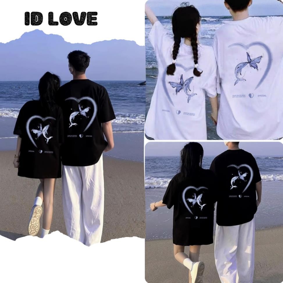 Áo thun  nam nữ local brand trắng đen IDLOVE Áo phông cặp đôi form rộng tay lỡ oversize cotton HU UT