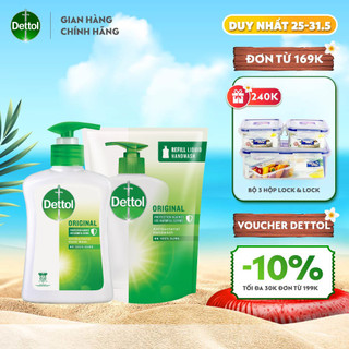 Combo chai nước rửa tay Dettol kháng khuẩn 250g + Túi 225g