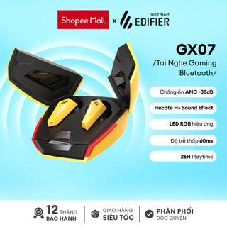 Tai nghe True Wireless Gaming EDIFIER GX07 | 26 giờ phát nhạc | Khử tiếng ồn ANC | Driver 8mm, Game Mode | BH 12 Tháng