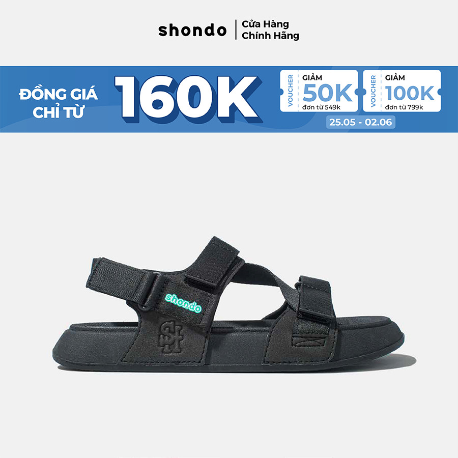 Giày Sandals Nam Nữ Shondo Platy 1 Full Đen PLA1010