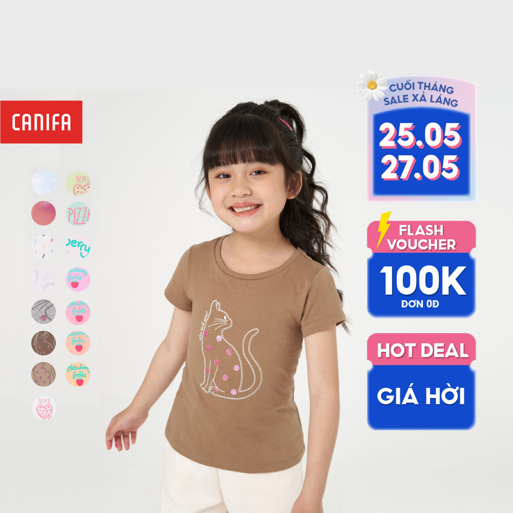 Áo phông bé gái CANIFA form nhỏ chất cotton 1TS22W019
