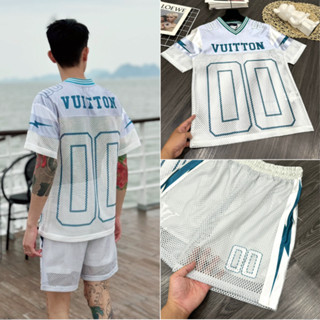 Bộ Quần Áo Nam Vuitton 00 Vải Lưới Siêu Mát - Bộ Quần Áo Nam Nữ Lờ Thêu In Số 00 Siêu Chất New 2024