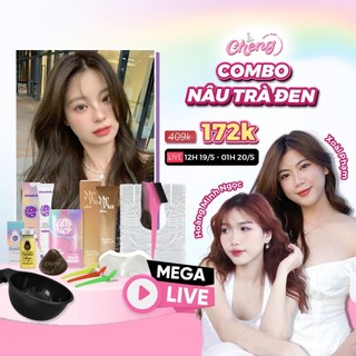 Combo thuốc nhuộm tóc nâu trà đen full dụng cụ, keratin collagen, kem chống rát, ủ biotin | chenglovehairs