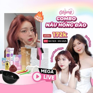 Combo thuốc nhuộm tóc nâu hồng đào full dụng cụ, keratin collagen, kem chống rát, ủ biotin | chenglovehairs