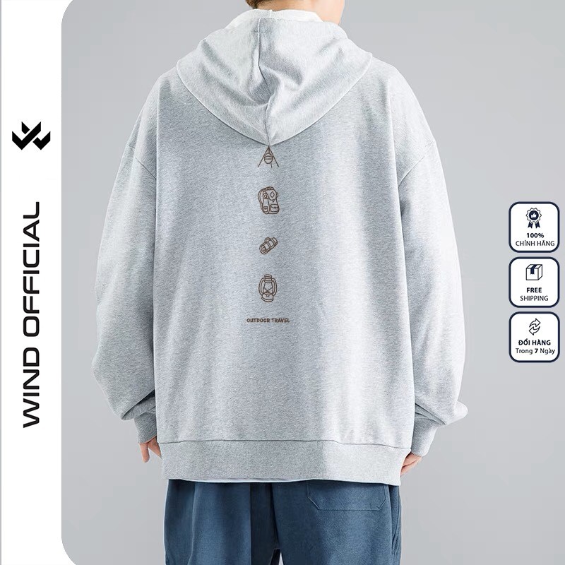 Áo khoác Nỉ zip WIND unisex form rộng OUTDOOR hoodie dây kéo thời trang nam nữ oversize ulzzang