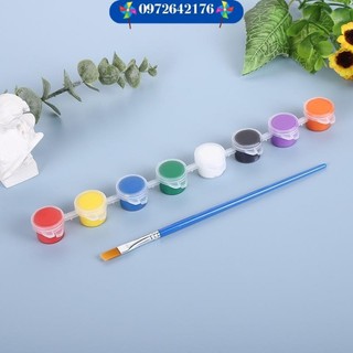 [Màu Nhập Khẩu] Vỉ Màu Nước Acrylic Vẽ Tranh Tô Màu Tô Tượng 8 Màu 3Ml Kèm Cọ
