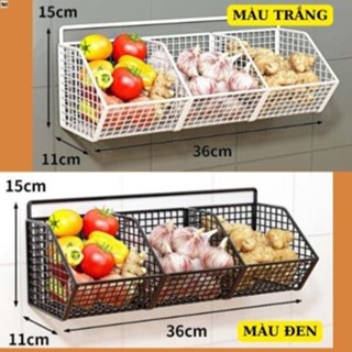 GIÁ SỈ - Kệ Giỏ Đựng Hành Tỏi Dán Tường Kệ Đựng Gia Vị Gắn Tường Bếp Tiện Lợi Tặng Miếng Dán