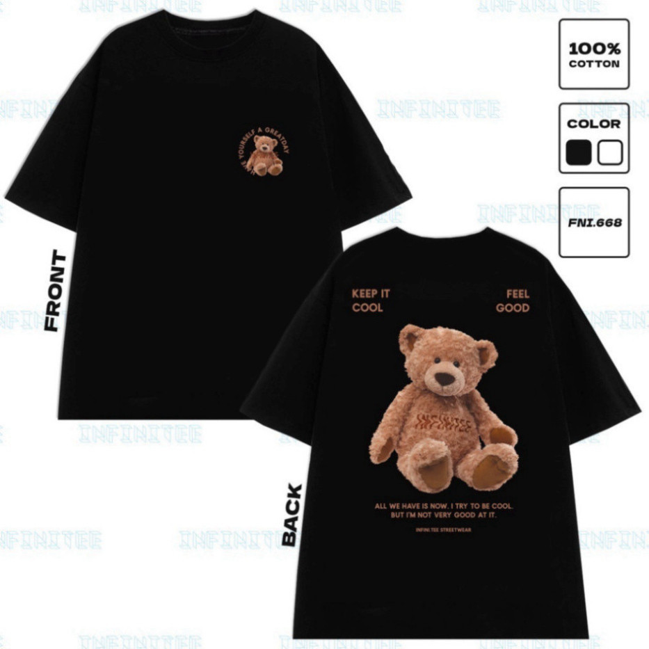 Áo thun Gấu INFINITEE, Thun 100% Cotton - form rộng Unisex. TA