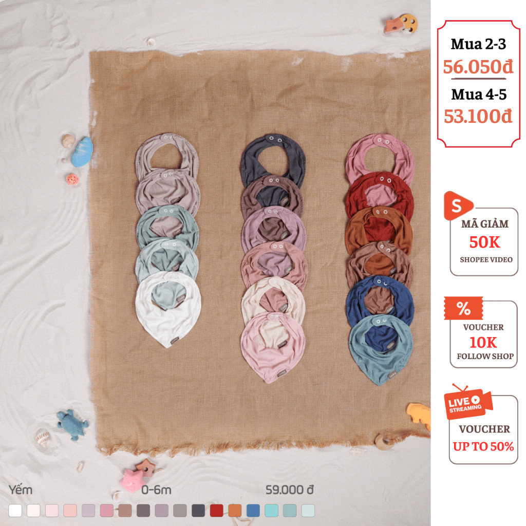 Yếm Sơ Sinh COOKIE Cho Bé Size Từ 0 Đến 6 Tháng