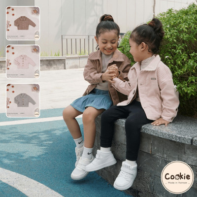Áo Khoác Cho Bé COOKIE, Áo Khoác Nhung Xốp Cài Giữa Cho Bé Size Từ 1 Tuổi Đến 5 Tuổi