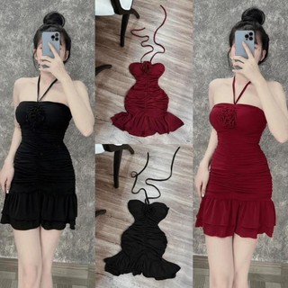 Đầm Body Nữ 2 Dây To Chéo Nhúm Eo Ôm Hack Dáng, Váy Nữ Dáng Ngắn Đi Tiệc Đi Chơi Mềm Mịn JAYCE D127