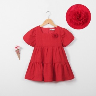 Đầm Babydoll Bé Gái Tay Phồng Đính Hoa Nexxi