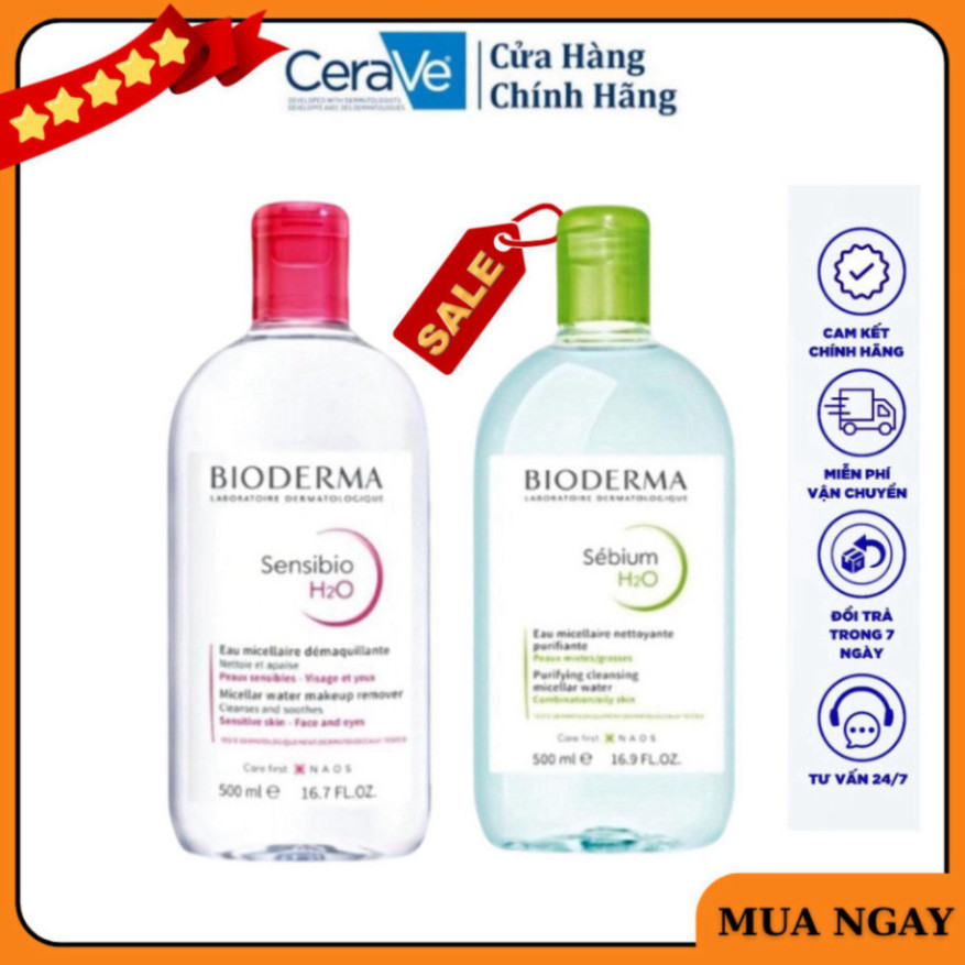 Nước tẩy trang bioderma 500ml dành cho mọi loại da chính hãng- cerave store vip | BigBuy360 - bigbuy360.vn