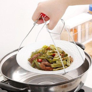 Dụng cụ gắp dĩa đồ nóng - kẹp gắp bát đĩa chống nóng cán đỏ