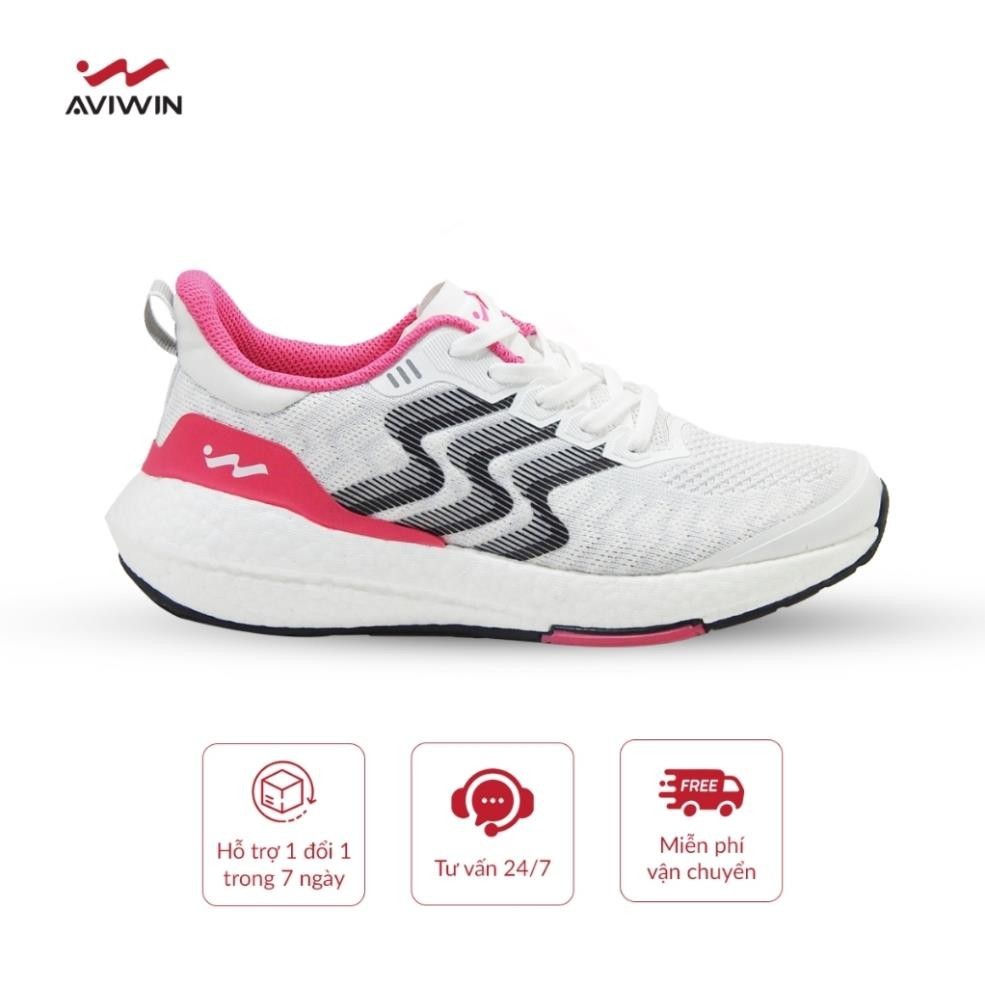 Aviwin Giày thể thao chạy bộ nữ trắng hồng Aviboost chính hãng