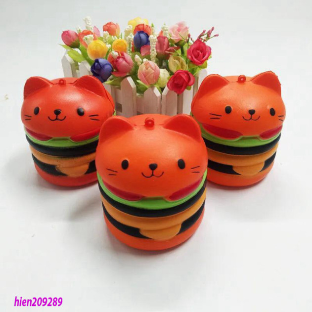 Bán bánh humberger mèo squishy nhiều màu squishy