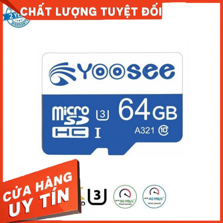 {loại 1} Thẻ nhớ 32GB/ 64GB/ 128GB YOOSEE tốc độ cao chuyện dụng cho Camera IP wifi, Smartphone, loa đài.