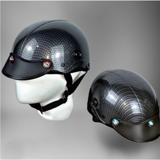  Nón Bảo Hiểm Nửa Đầu - Mũ Bảo Hiểm Nửa Đầu 1 2 - Sơn Nhúng Carbon - Gắn 3 Ốc Salaya Siêu Đẹp 