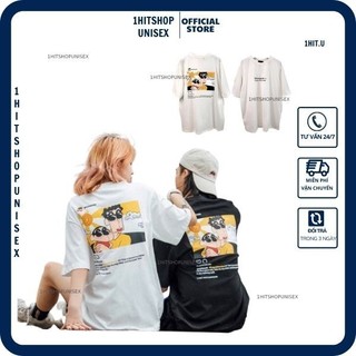 Áo phông nữ 1HITSHOPUNISEX Áo thun cu Shin cậu bé bút chì cotton mát hút mồ hôi màu đen trắng