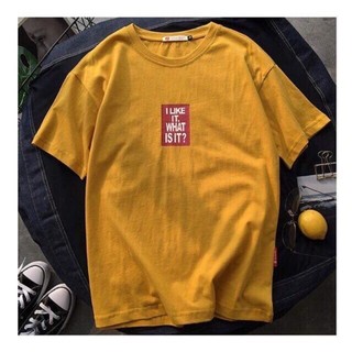 Áo thun tay lỡ i ilke what is it phông cotton rộng unisex 3 màu vàng trắng hồng