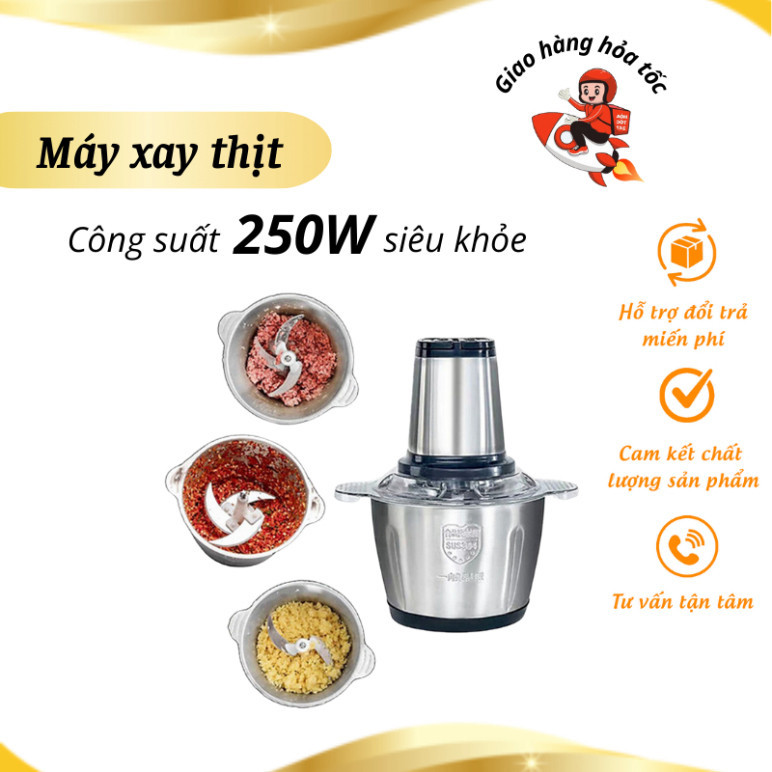 Máy xay thịt cối inox 304 4 lưỡi đa năng công suất 2500w cầm tay siêu khỏe dễ…