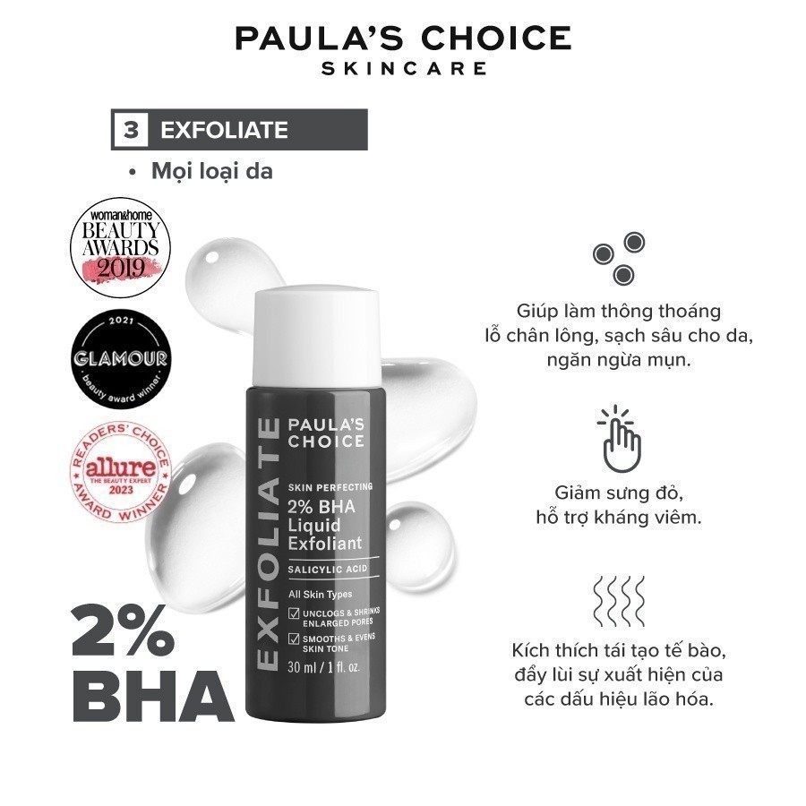 Dung dịch loại bỏ tế bào chết Paula's Choice Skin Perfecting 2% BHA Liquid Exfoliant Mã 2016
