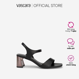 Vascara Giày Sandal Mũi Vuông Gót Trụ Metallic - SDN 0749