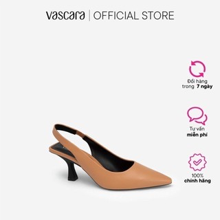 Vascara giày slingback bít mũi nhọn black spool heel - bmn 0538