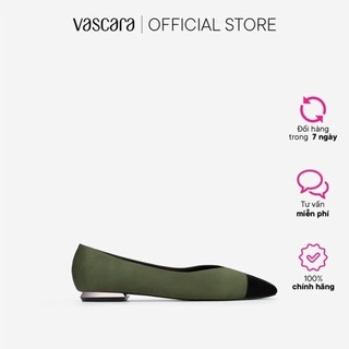 Vascara Giày Bít Mũi Vuông Satin Phối Da - BMN 0509